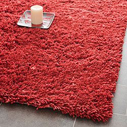 Hand woven Bliss Rusty Red Shag Rug (86 X 116)