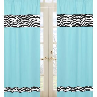 Turquoise Funky Zebra 84 inch Curtain Panel Pair (Turquoise, Black and whiteConstruction Rod pocketPocket measures 1.5 inches deepLining NoneDimensions 42 inches wide x 84 inches long Materials CottonCare instructions Machine WashableThe digital ima