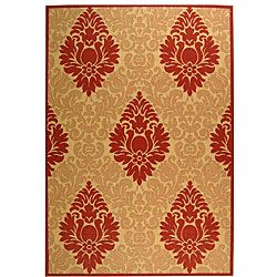 Indoor/ Outdoor St. Barts Natural/ Red Rug (67 X 96) (BeigePattern FloralMeasures 0.25 inch thickTip We recommend the use of a non skid pad to keep the rug in place on smooth surfaces.All rug sizes are approximate. Due to the difference of monitor color