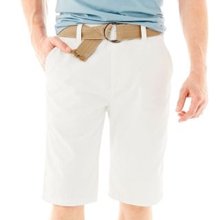 Plugg Belted Bassett Shorts, White, Mens