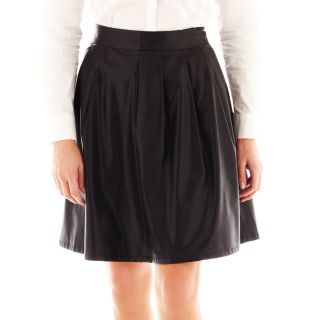 Worthington Faux Leather Pleated A Line Skirt, Black
