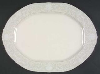 Noritake Imperial Lace 14 Oval Serving Platter, Fine China Dinnerware   Ivory C