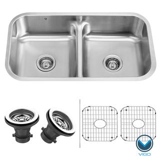 Vigo 32 inch Undermount 18 gauge Stainless Steel Double bowl Kitchen Sink