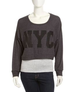 NYC Cropped Tee, Charcoal