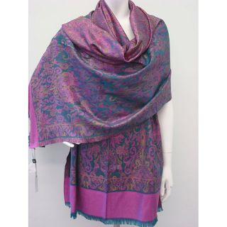 Selection Privee Paris Lola Blue/ Purple Paisley Wool And Silk blend Wrap