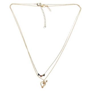 2 Piece Necklace Set with Hearts and Arrow Charms   Gold/Rose Gold/Silver