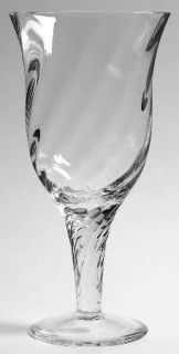 Unknown Crystal Unk9101 Water Goblet   Clear Swirl Optic,Twisted Stem