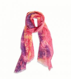 Neon Pink AEO Watercolor Tropic Print Scarf, Womens One Size