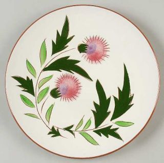 Stangl Thistle Salad Plate, Fine China Dinnerware   Pink Thistle,Green Leaves,Sm