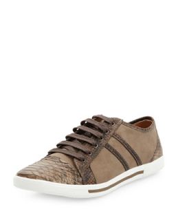 Get Down 2 It Snake Embossed Leather Sneaker, Taupe