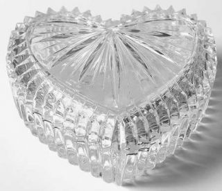Gorham Cherrywood Clear Large Heart Box with Lid   Cut Criss Cross & Fan On Bowl