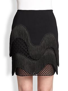 Stella McCartney Fringe & Lace Mini Skirt   Black