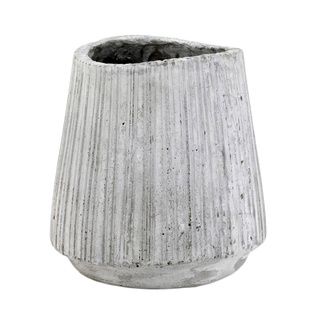 Small Grey Striated Cement Indoor Vessel