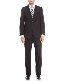 Tonal Striped Modern Fit Suit, Black