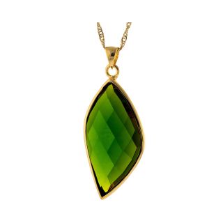 ATHRA 14K Gold Plated Green Resin Marquise Pendant Resin Marqui Pendant, Womens