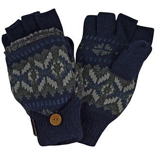 MUK LUKS Sweater Vest Flip Gloves, Gray, Mens