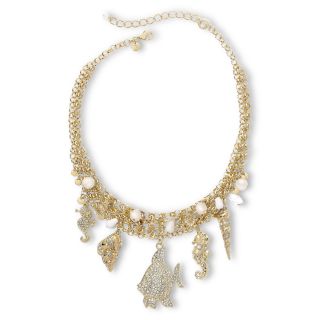 MIXIT Gold Tone Crystal Fish Statement Necklace, Clear
