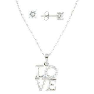 Silver Set Ss Cz Love Block Nk & Cz Stud   18