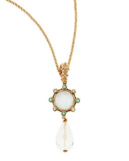 Turquoise, Blue Topaz & Mother Of Pearl Pendant Necklace