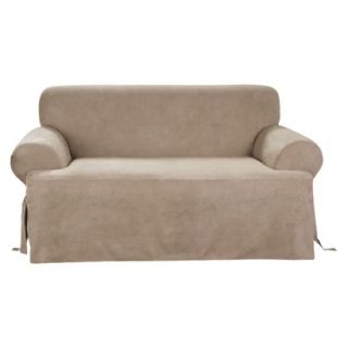 Sure Fit Soft Suede T Loveseat   Taupe