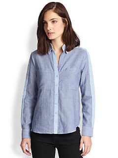 BCBGMAXAZRIA Sidnee Mixed Chambray Shirt   Periwinkle Combo