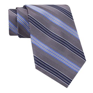 Stafford Mike Stripe Silk Tie, Blue/Grey, Mens