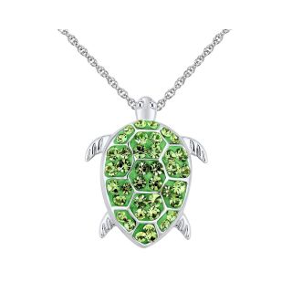 Sterling Silver Crystal Turtle Pendant, Womens