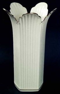 Lenox China Meridian Collection Vase, Fine China Dinnerware   Cream Ribbed Giftw