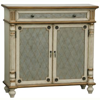 Hand painted Distressed Cream And Gold Finish Accent Chest