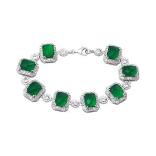 Alexandra Gem Sterling Silver Green Crystal Bracelet, Womens