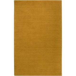 Hand crafted Yellow Solid Casual Ridges Wool Rug (76 X 96)