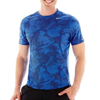 Nike Camo Running Top, Blue, Mens