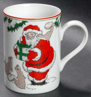 Fitz & Floyd SantaS Friends Mug, Fine China Dinnerware   Santa And Animals,Red