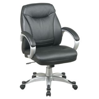 Office Star Back Leather Faux DeluxeOffice Chair with Coated Frame and Padded