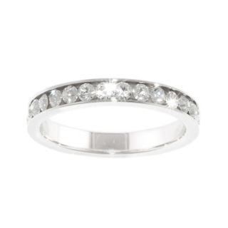 Bridge Jewelry Pure Silver Plated Crystal Band, Size 8