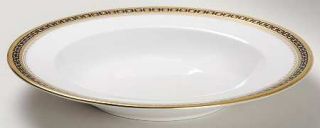 Spode Majestic Rim Soup Bowl, Fine China Dinnerware   Cobalt Chain On Gold Band,