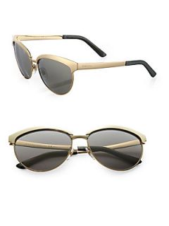 Gucci Plastic & Metal Cats Eye Sunglasses   Gold