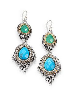 Alexis Bittar Turquoise, Chrysoprase & Pave Crystal Feather Drop Earrings   Blue