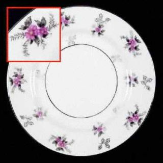 Japan China Rosemere Salad Plate, Fine China Dinnerware   Pink Flowers, Gray & P