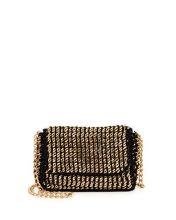 Golden Chain Crochet Crossbody Bag, Black