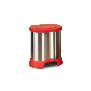 Rubbermaid Step On Container   Stainless Steel   23 Gallon Capacity   Red