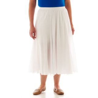 Alfred Dunner Isle of Capri Long Gauze Skirt   Plus, White