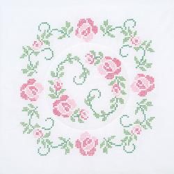 Stamped White Quilt Blocks 18x18 6/pkg xxx Circle Of Roses