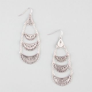 3 Tier Crescent Filigree Earrings Silver One Size For Women 237281140