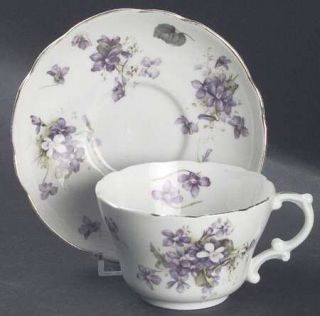Hammersley Victorian Violets Flat Cup & Saucer Set, Fine China Dinnerware   Bunc