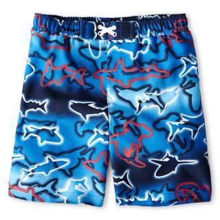 Baby Buns Shark Board Shorts   Boys 12m 6y, Blue, Blue, Boys