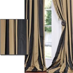 Black/ Gold Stripe Faux Silk Taffeta 120 inch Curtain Panel