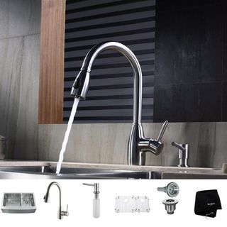 Kraus Kitchen Combo Set Stainless Steel Farmhouse Sink With Faucet