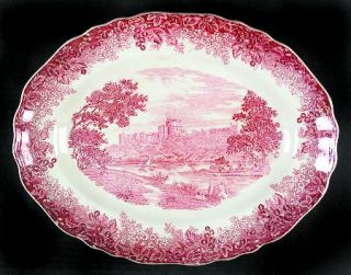 J & G Meakin Romantic England Red 14 Oval Serving Platter, Fine China Dinnerwar