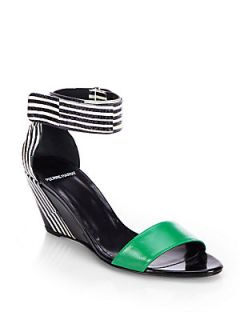 Pierre Hardy Mixed Media Wedge Sandals   Green